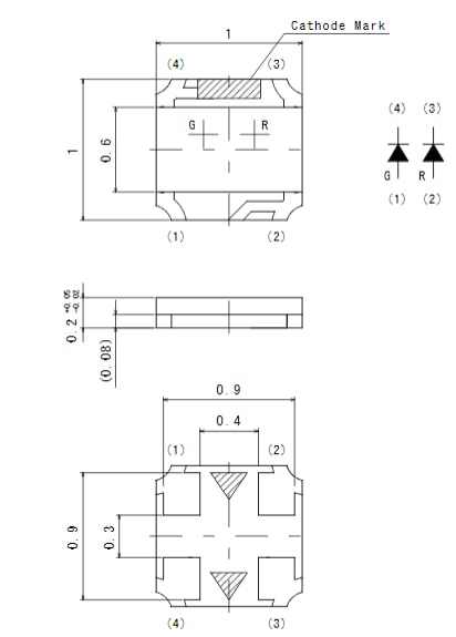 Mechanical Drawing - ROHM Semiconductor SML-P24MUW Dual Color LEDs
